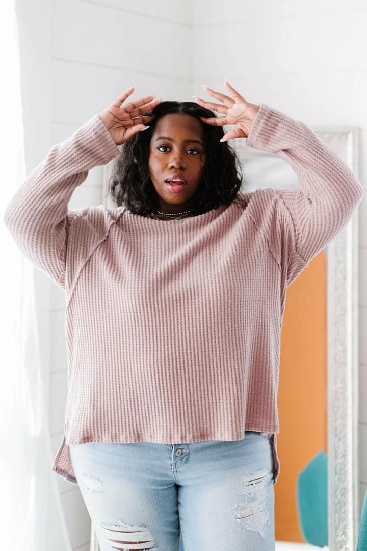 Trendsi Jodifl Stay Awhile Waffle Knit Tee Apparel 2 Trendsi Jodifl Stay Awhile Waffle Knit Tee Apparel