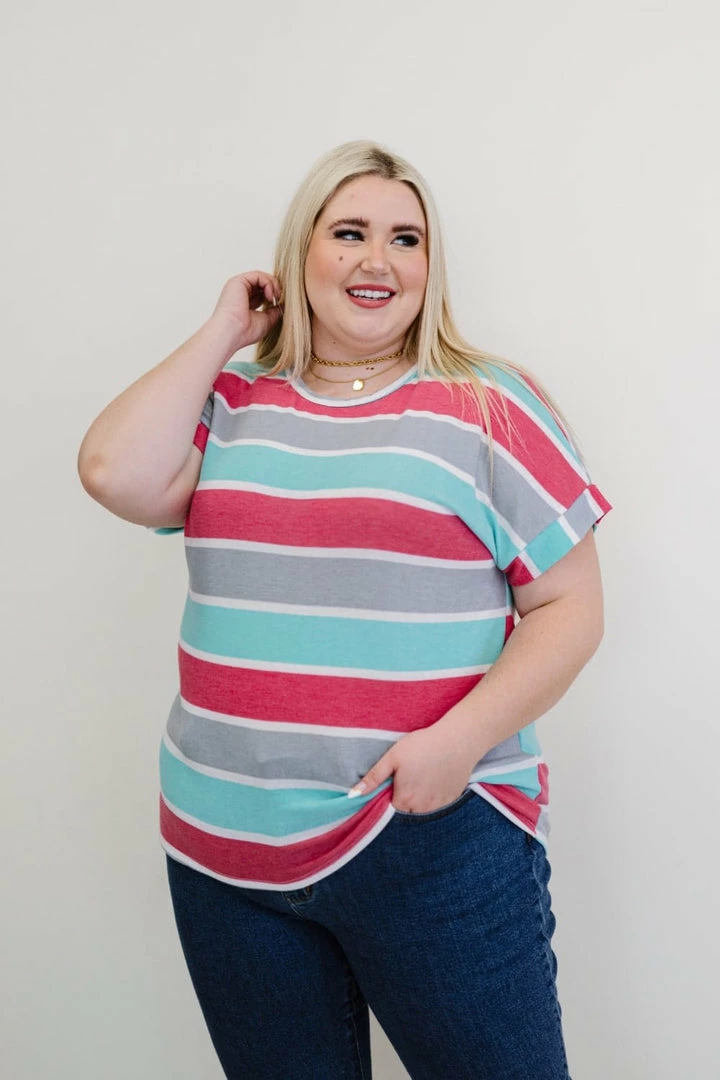 Trendsi Road Trippin' Striped Tee 2 Trendsi Road Trippin' Striped Tee
