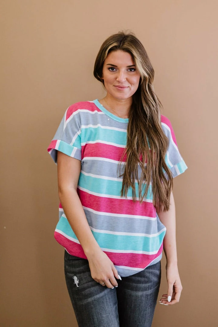 Trendsi Road Trippin' Striped Tee 5 Trendsi Road Trippin' Striped Tee