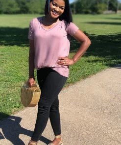 Boutique Simplified Tunic With A Twist In Eggplant