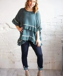 Umgee Cambridge Ruffle Tiered Top Tops