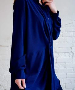 Umgee Tops Columbia Navy Knot Top