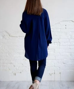 Umgee Tops Columbia Navy Knot Top