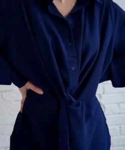 Umgee Tops Columbia Navy Knot Top