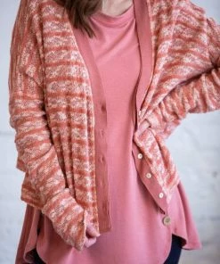 Umgee Apparel London Rose Striped Knit Cardigan