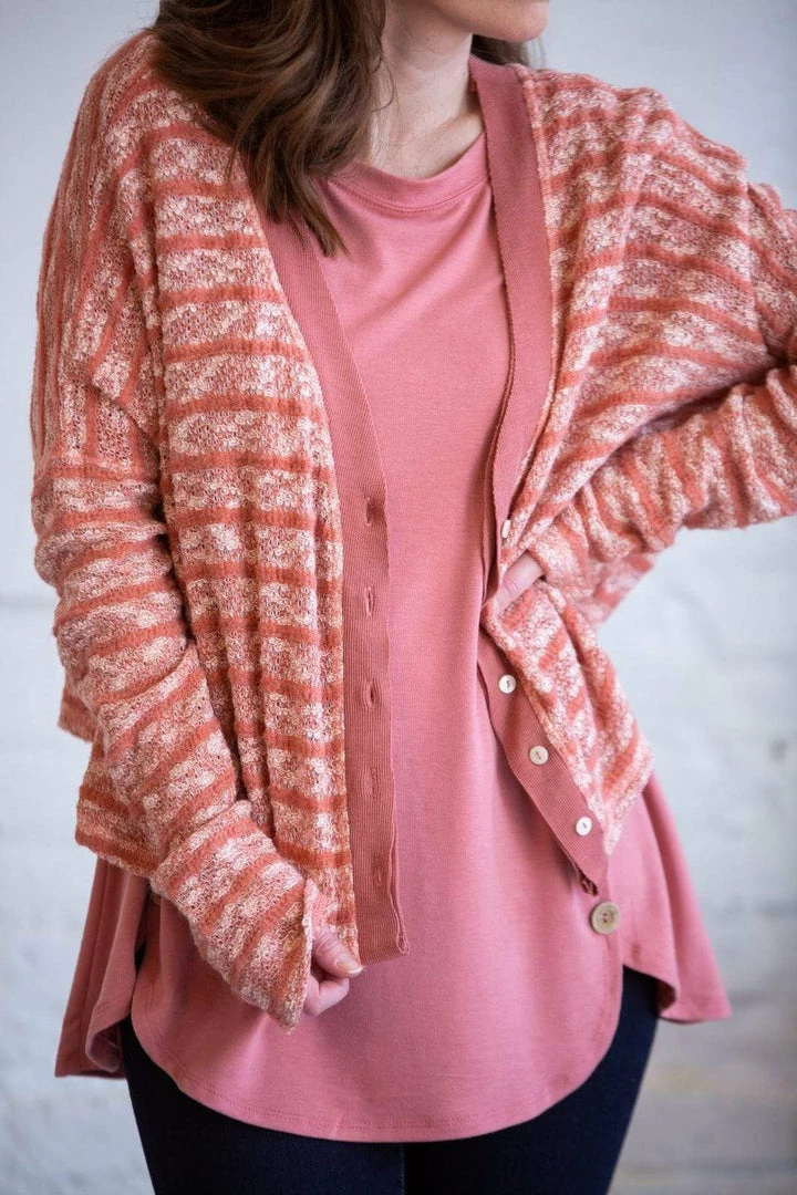 Umgee Apparel London Rose Striped Knit Cardigan 2 Umgee Apparel London Rose Striped Knit Cardigan