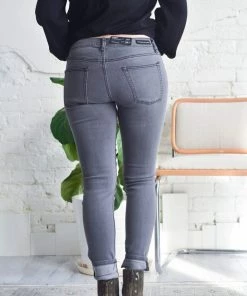 Umgee Stretch Denim With Raw Hem & Patchwork Details