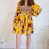 Umgee Tops Floral Ruffle Puff Sleeve Dress/Tunic