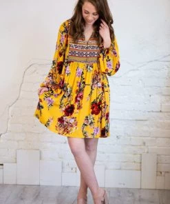 Umgee Tops Floral Ruffle Puff Sleeve Dress/Tunic 11 Umgee Tops Floral Ruffle Puff Sleeve Dress/Tunic