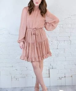 Umgee Lurex Dot Ruffled Skirt Dress Apparel