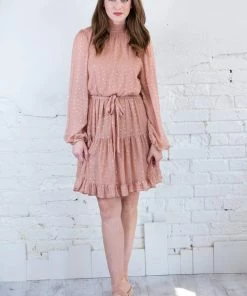 Umgee Lurex Dot Ruffled Skirt Dress Apparel