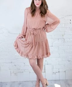 Umgee Lurex Dot Ruffled Skirt Dress Apparel