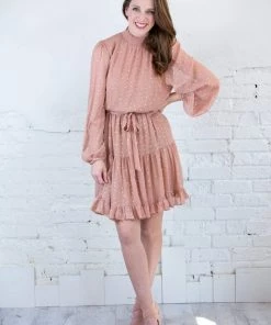 Umgee Lurex Dot Ruffled Skirt Dress Apparel