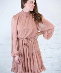 Umgee Lurex Dot Ruffled Skirt Dress Apparel