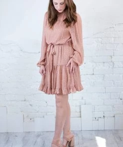 Umgee Lurex Dot Ruffled Skirt Dress Apparel