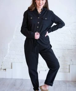 Umgee Curt Black Button Jumpsuit
