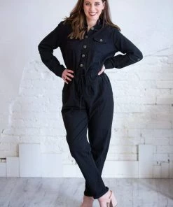 Umgee Curt Black Button Jumpsuit