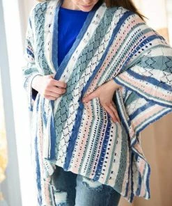 Umgee Breezy Blue Kimono (GHG - S/M) Tops