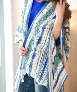 Umgee Breezy Blue Kimono (GHG - S/M) Tops