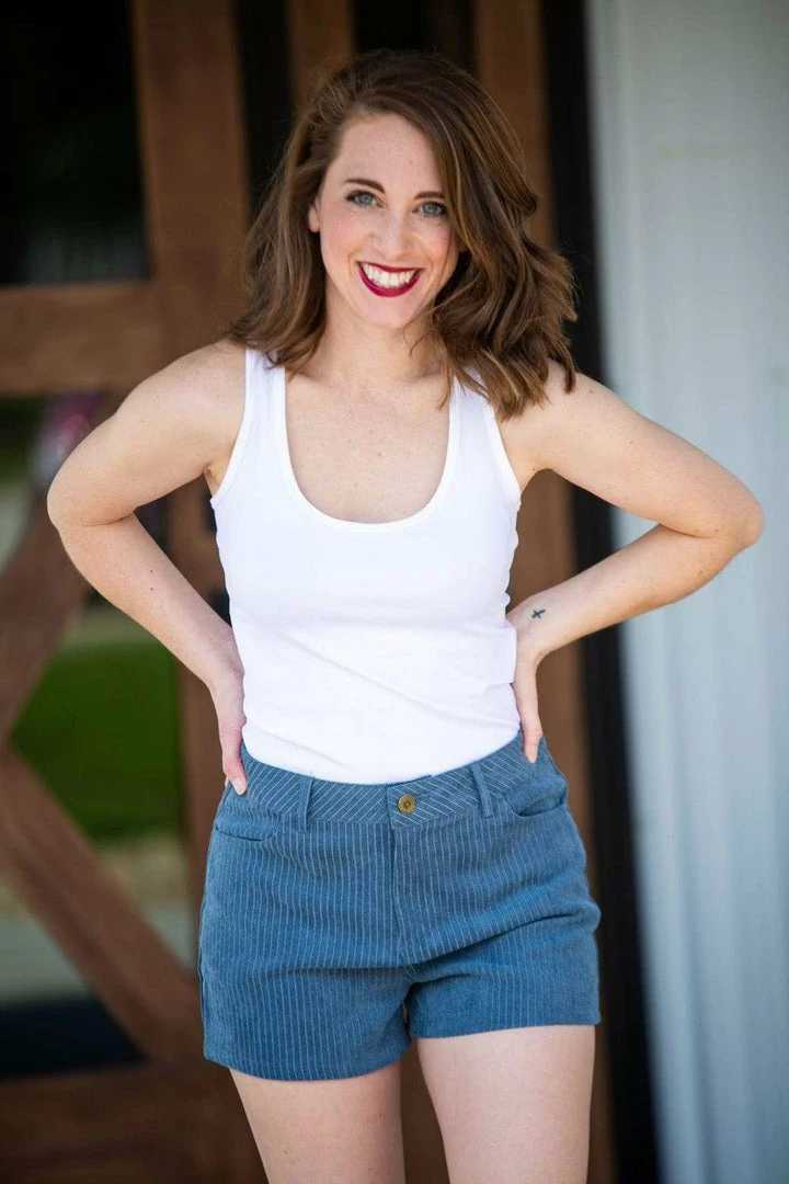 Umgee Trousers + Leggings + Denim Josephine Blue Corduroy Shorts 1 Umgee Trousers + Leggings + Denim Josephine Blue Corduroy Shorts