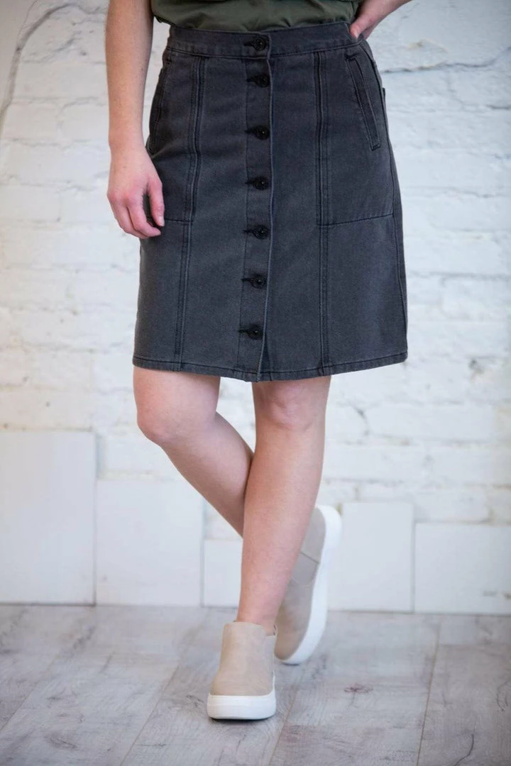 Umgee Black Denim Dannie A-Line Skirt 1 Umgee Black Denim Dannie A-Line Skirt