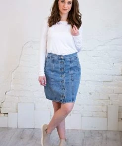 Umgee Blue Denim Dannie A-Line Skirt Dresses + Skirts + Jumpsuits 7 Umgee Blue Denim Dannie A-Line Skirt Dresses + Skirts + Jumpsuits