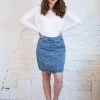 Umgee Blue Denim Dannie A-Line Skirt Dresses + Skirts + Jumpsuits