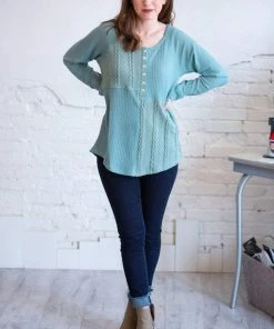 Umgee Tops Cicely Cable Knit Waffle Top