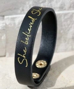 Urbanista Black She Believed She Could Faux Leather Bracelet
