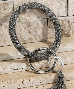 Urbanista Jewelry + Handbags + Accessories Metallic Glass Seed Bead Crochet Bangle With Beaded Tassel Key Ring Bracelet