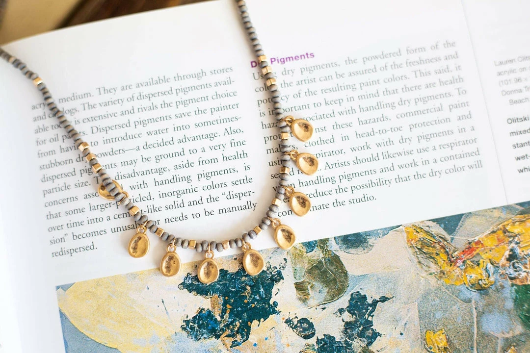 Urbanista Mixed Media Wood Beaded W/ Tear Dropped Metal 7 Urbanista Mixed Media Wood Beaded W/ Tear Dropped Metal