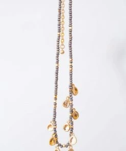 Urbanista Mixed Media Wood Beaded W/ Tear Dropped Metal