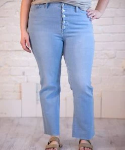 YMI Jeans USA Denim Exposed Button Ankle Flare Jean