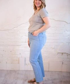 YMI Jeans USA Denim Exposed Button Ankle Flare Jean