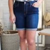 YMI Jeans USA Royalty High Rise Rolled Cuff Shorts In Dark Wash Apparel