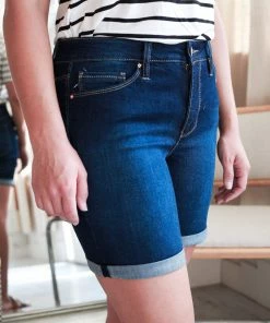 YMI Jeans USA Royalty High Rise Rolled Cuff Shorts In Dark Wash Apparel