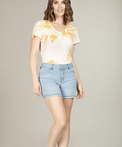 YMI Jeans USA Denim Women Hide Your Muffin Top 2 Button Classic Cuffed Shorts