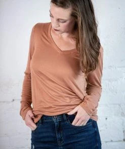 Zenana Luxe Fitted V-Neck Top Tops