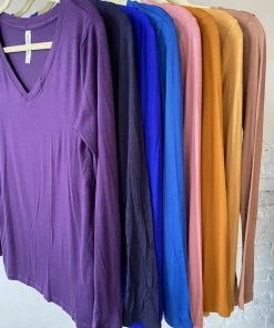 Zenana Luxe Fitted V-Neck Top Tops