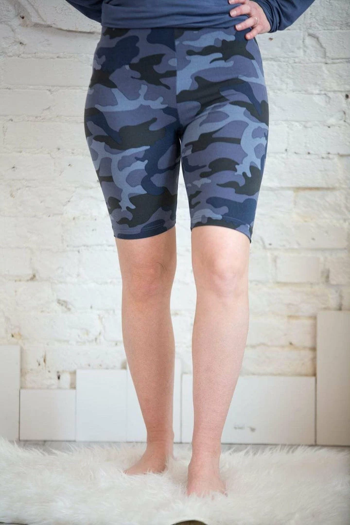 Zenana Trousers + Leggings + Denim Blue Camo Biker Shorts 2 Zenana Trousers + Leggings + Denim Blue Camo Biker Shorts