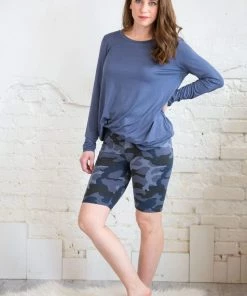 Zenana Trousers + Leggings + Denim Blue Camo Biker Shorts 7 Zenana Trousers + Leggings + Denim Blue Camo Biker Shorts
