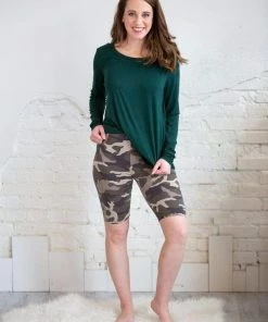 Zenana Trousers + Leggings + Denim Olive Camo Biker Shorts 12 Zenana Trousers + Leggings + Denim Olive Camo Biker Shorts