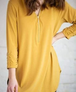 Zenana Tops Loui Zip Blouse