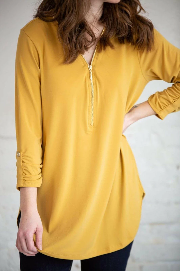 Zenana Tops Loui Zip Blouse 1 Zenana Tops Loui Zip Blouse