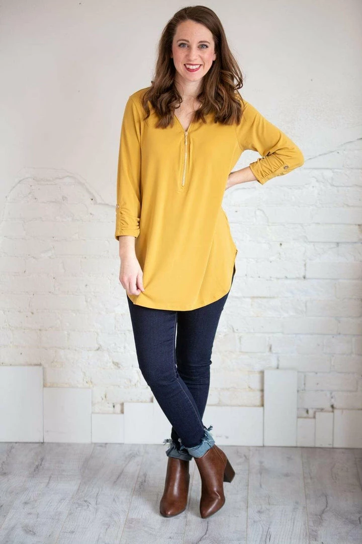 Zenana Tops Loui Zip Blouse 3 Zenana Tops Loui Zip Blouse