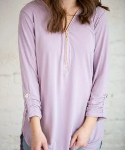 Zenana Tops Loui Zip Blouse