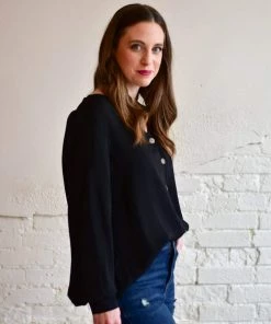 Zenana Tops Matilda Puff Sleeve Button Down Shirt