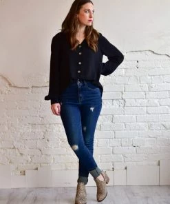 Zenana Tops Matilda Puff Sleeve Button Down Shirt