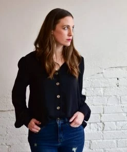 Zenana Tops Matilda Puff Sleeve Button Down Shirt