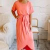 Zenana Falling For You Deep Coral Tulip Dress